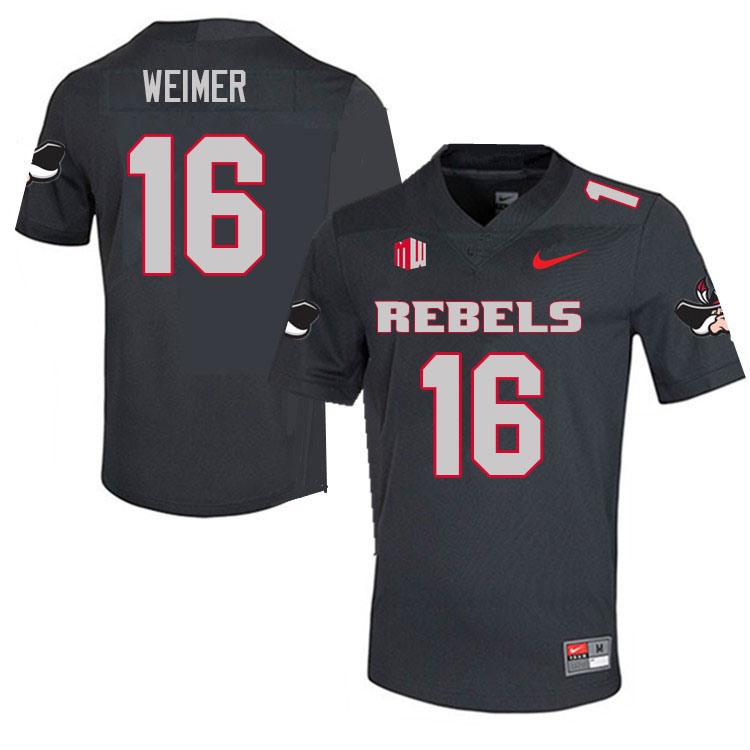 Men #16 Jeff Weimer UNLV Rebels College Football Jerseys Sale-Charcoal - Click Image to Close